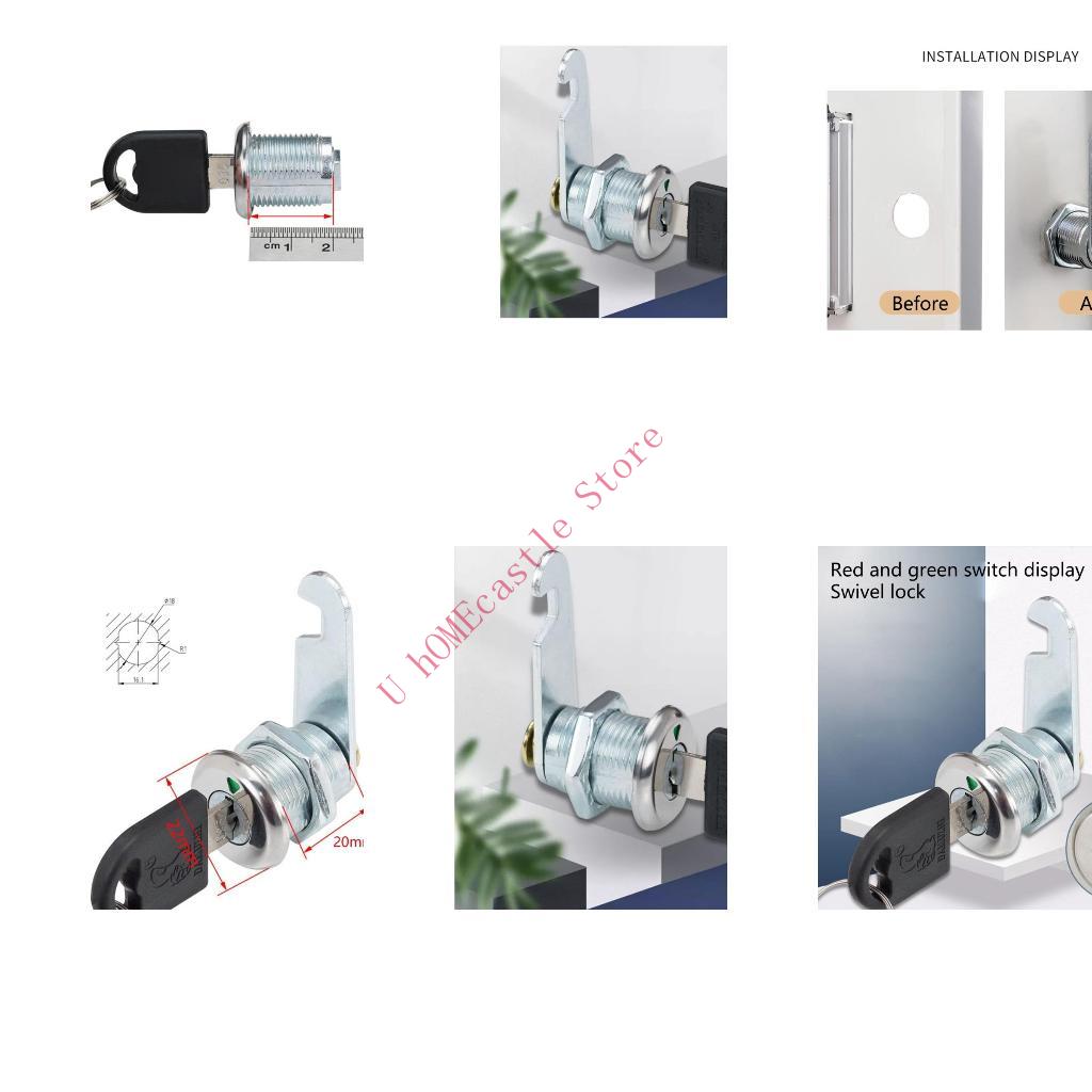 Furniture Hardware Locks - 63HF 2 ชุดลิ้นชัก Cams ล็อค ตู้ล็อคพร้อมกุญแจสำหรับโต๊ะทำงานกล่องจดหมาย