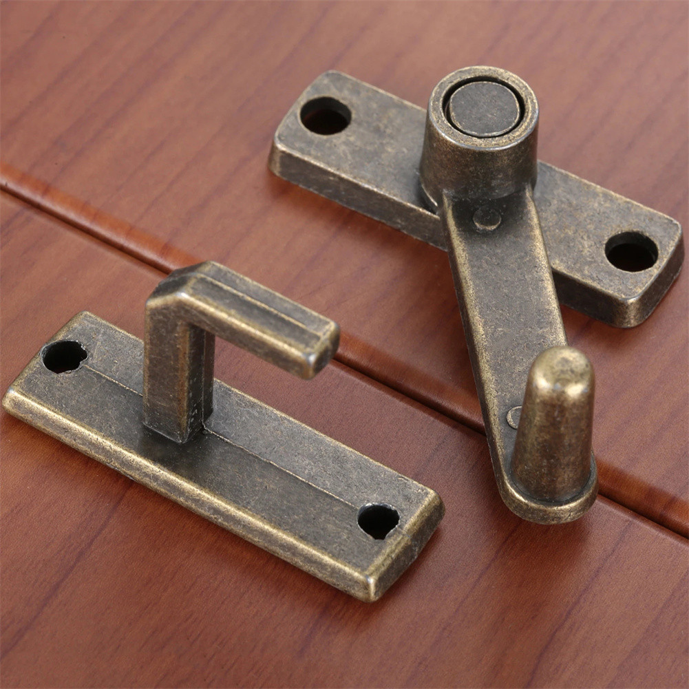 Furniture Sliding Door Hardware - ชุดล็อคประตูบานเลื่อนสีบรอนซ์ 1 ชุด พร้อมมือจับโลหะ กลอนประตู ฮาร์ดแวร์สำหรับบ้าน