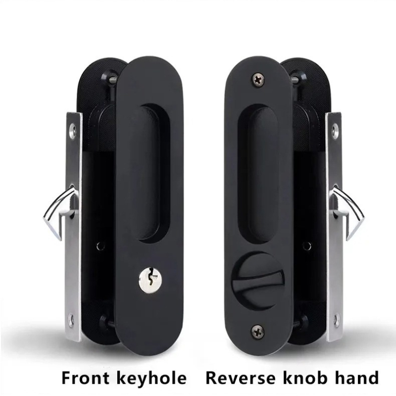 Furniture Sliding Door Hardware - ล็อคประตูบานเลื่อน ล็อคประตูแบบซ่อน ล็อคประตูไม้แบบซ่อน ล็อคประตูสีดำ ล็อคประตูแบบเลื่อนสำหรับห้องครัว ห้องน้ำ