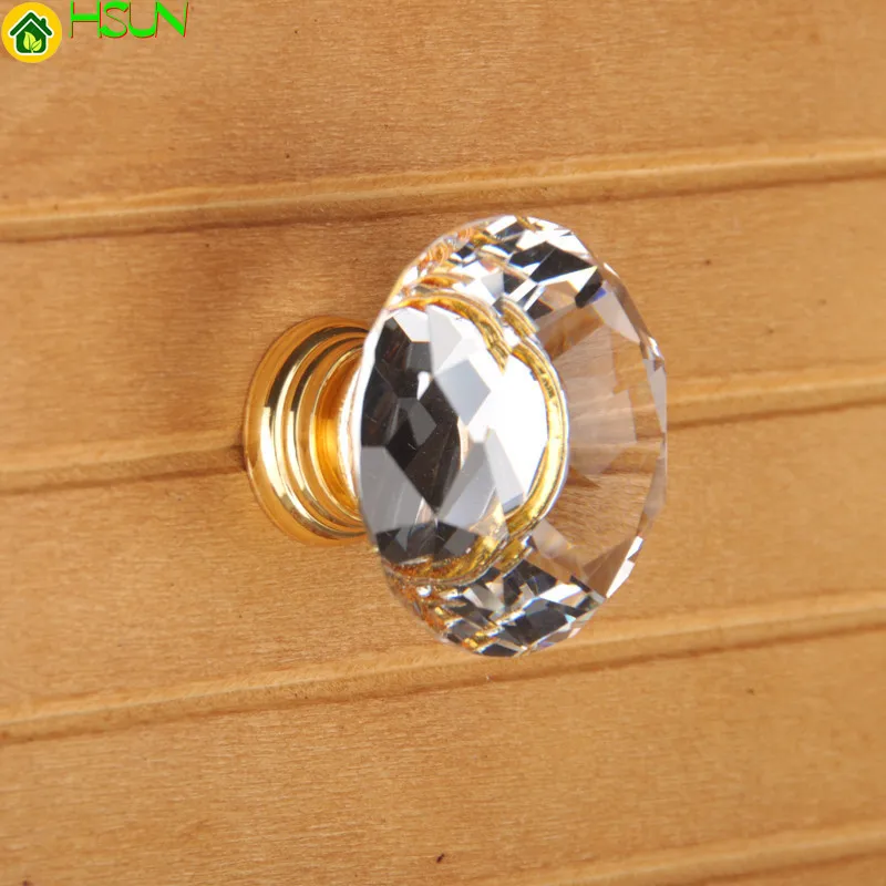 Furniture Hardware Knobs - มือจับตู้คริสตัลสีทอง มือจับกระจก มือจับตู้เสื้อผ้า มือจับประตูตู้ครัว อุปกรณ์ฮาร์ดแวร์เฟอร์นิเจอร์