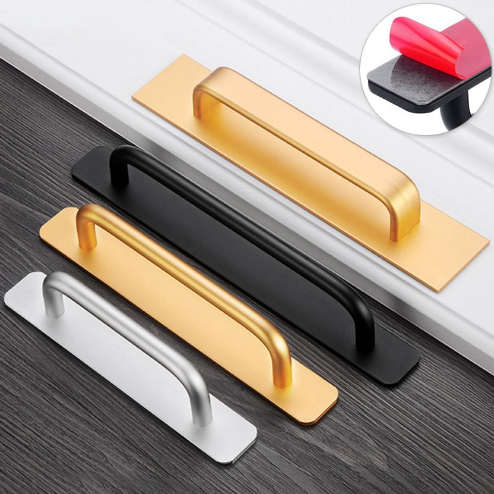 Furniture Hardware Knobs - ลูกบิดประตูแบบไม่ใช้หมัดสำหรับตู้ครัวอลูมิเนียมแบบดึงมีกาวในตัวลูกบิดประตูแบบเลื่อนสำหรับหน้าต่างห้องน้ำที่จับอุปกรณ์เหล็กเครื่องตกแต่งบ้าน
