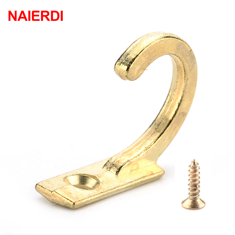 Furniture Hardware Locks - NAIERDI 10PCS ขนาดเล็กโบราณ Hooks แขวนผนังหัวเข็มขัดโค้งฮอร์นล็อค Clasp