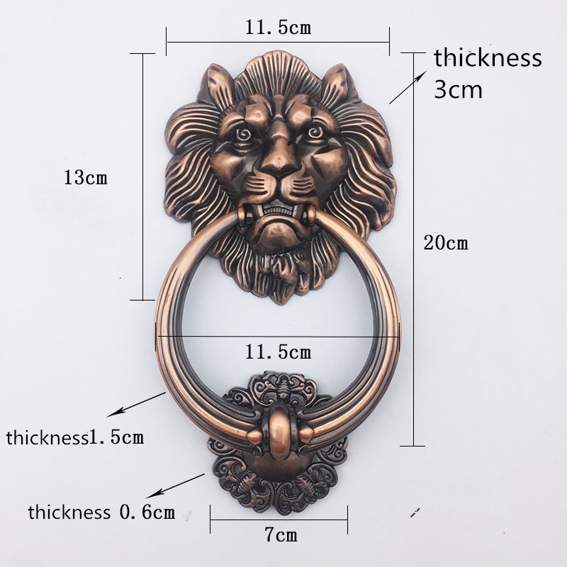 Furniture Hardware Knobs - ที่เคาะประตูหัวสิงโตทองสัมฤทธิ์โบราณ ลูกบิดประตูไม้ สีทองแดงโบราณ เฟอร์นิเจอร์ตกแต่งบ้าน อุปกรณ์ตกแต่งประตู