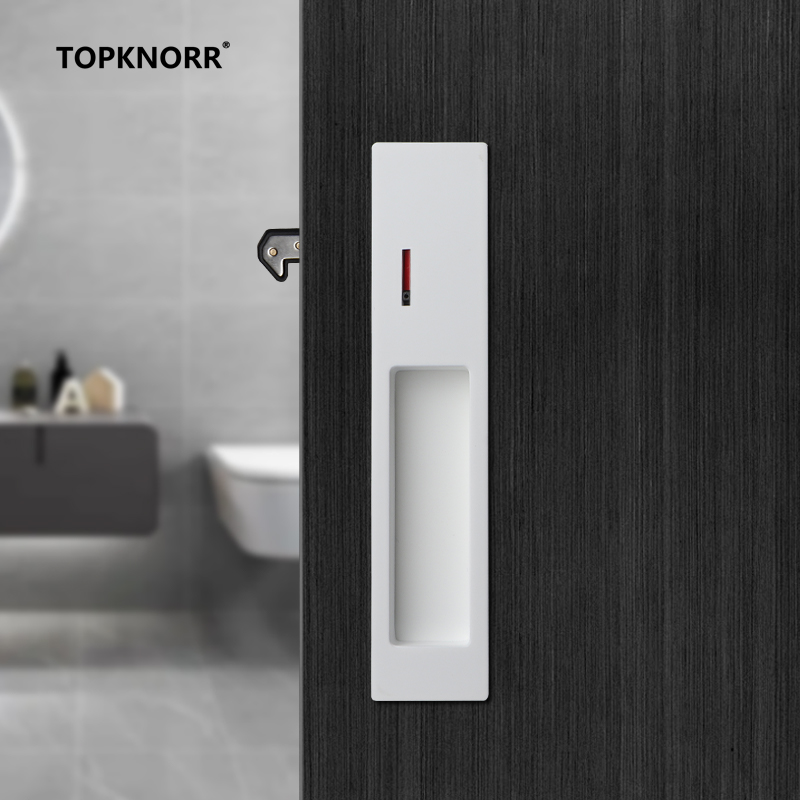 Furniture Sliding Door Hardware - ตัวล็อคประตูบานเลื่อนแบบซ่อน พร้อมตะขอแบบดึง-ผลัก สำหรับประตูไม้ มือจับแบบซ่อนในตัว สำหรับห้องน้ำ ห้องครัว