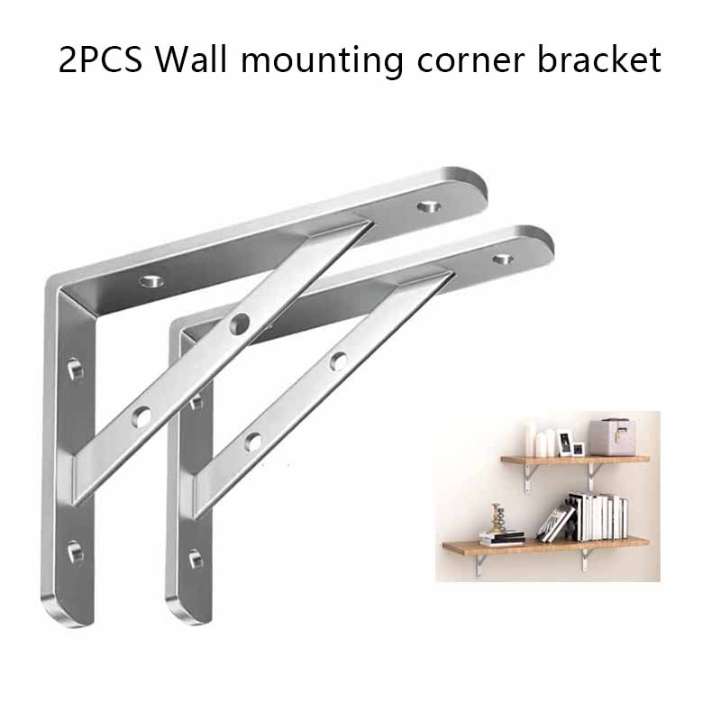 Corner Bracket Angle - ขายึดเหล็กสแตนเลสรูปสามเหลี่ยม 2 ชิ้น สำหรับชั้นวางติดผนัง รับน้ำหนักได้มาก ใช้สำหรับติดตั้งชั้นวาง