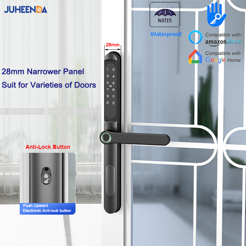 Furniture Sliding Door Hardware - แอป ttlock ตัวล็อคประตูอลูมิเนียมอัจฉริยะกันน้ำรหัสผ่านดิจิตอลตัวล็อคประตูกระจกบานเลื่อนอิเล็กทรอนิกส์ระยะไกล